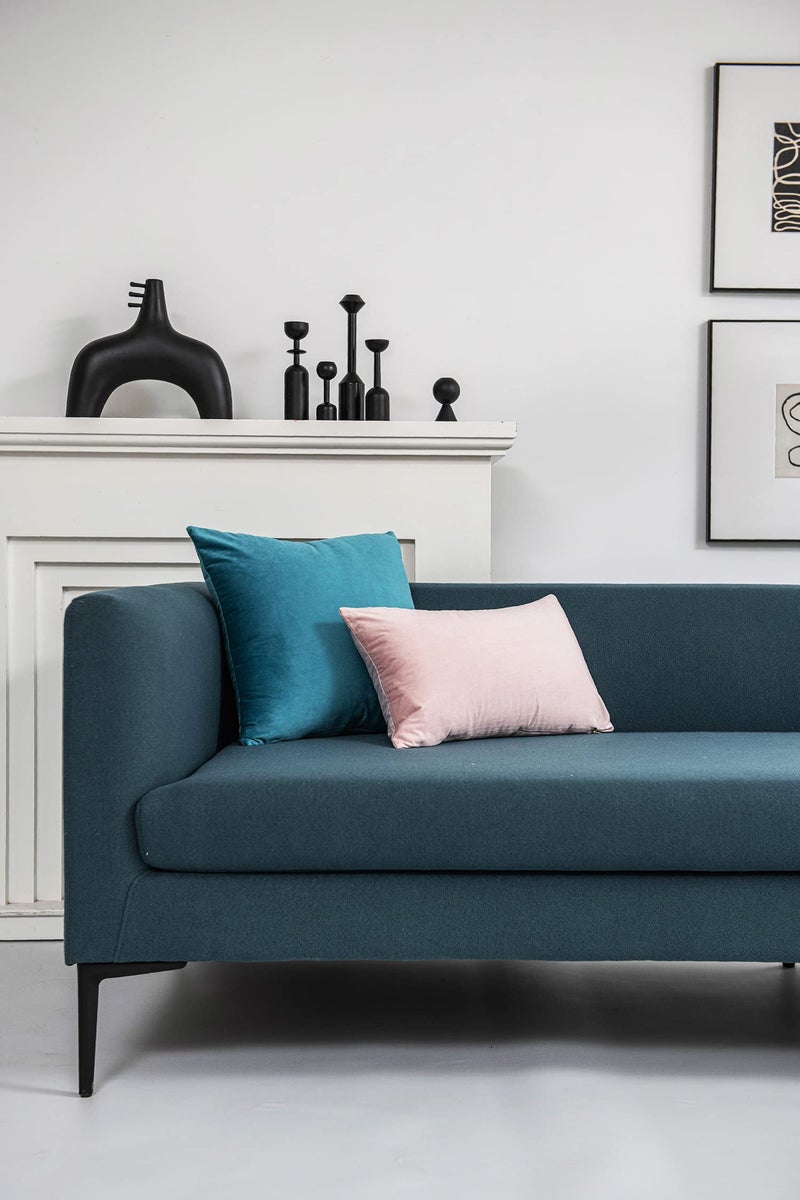 DEZENE Throw Pillow Covers 22x22 Turquoise: Pack of 2 Cozy Soft Velvet Square Modern Luxury Decorative Throw Pillow Cases for Sofa Couch Living Room Bed Home Decor - Image 4